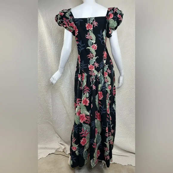 Vintage T&L Muumuu Factory Hawaii Floral Puff Sleeve Maxi Dress - Picture 14 of 16